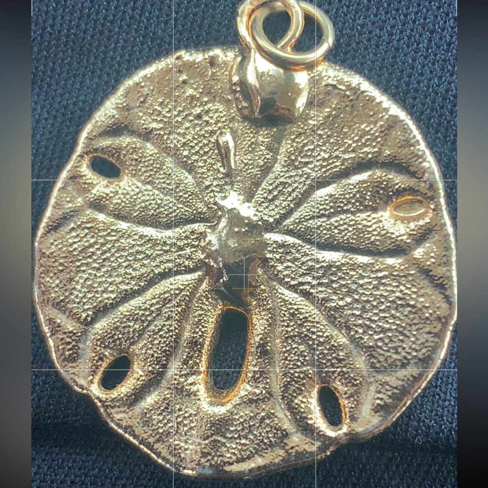 Gold Sand Dollar Pendant Gold toned Necklace Charm Jewelry Accessory Nautical